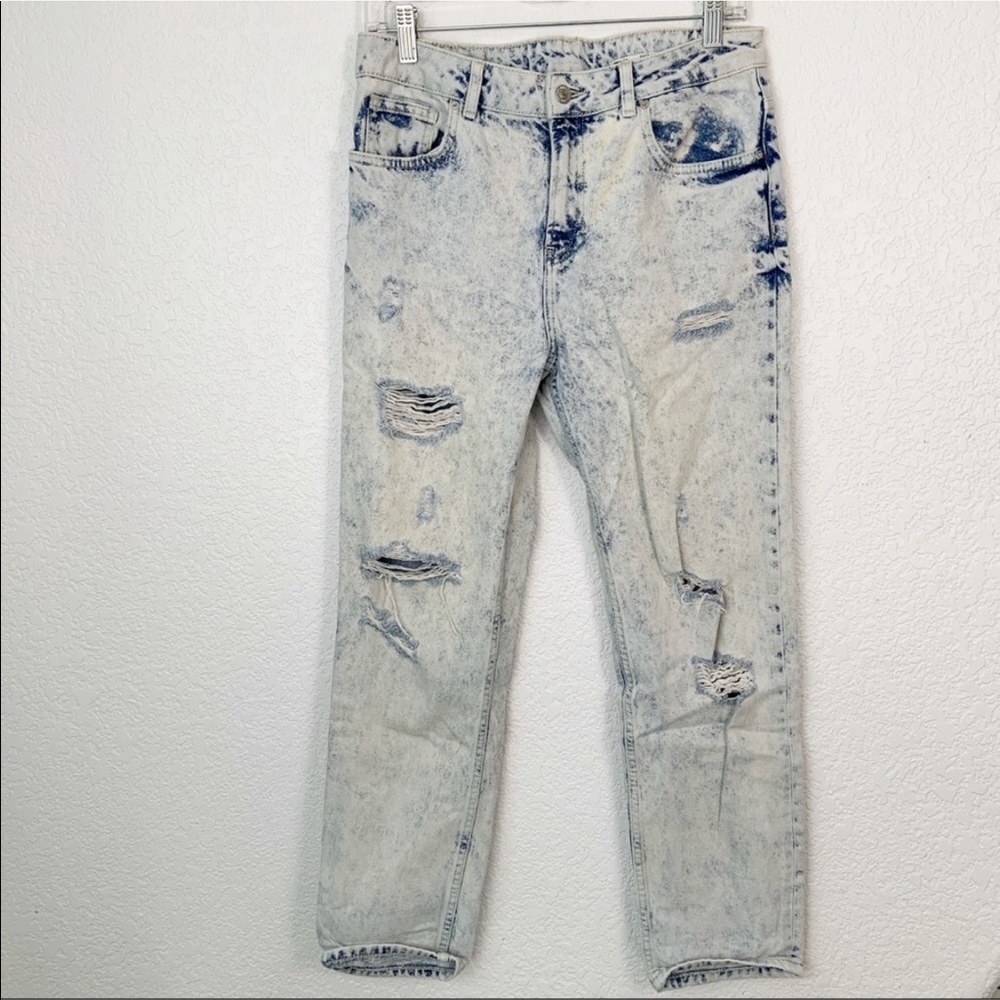 Zara Woman Acid Washed Distressed Jeans